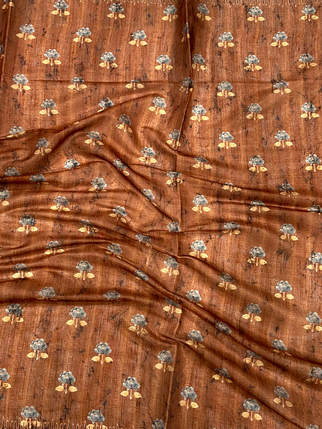 Copper Brown Tissue Chanderi Kalamkari Saree