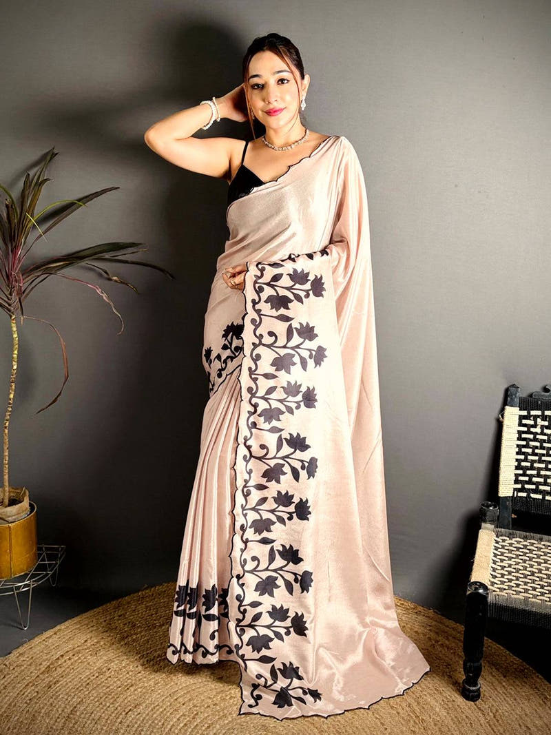 Stylish Soft Chiffon Resham Cutwork Saree