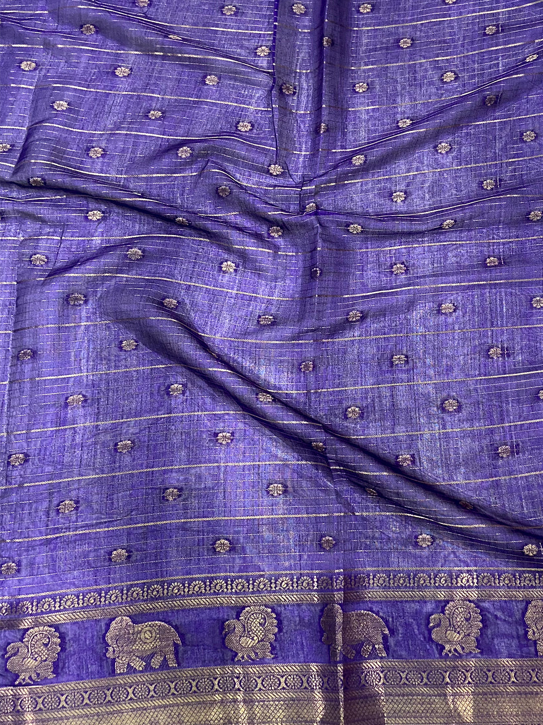 Sky Blue Soft Dola Silk Striped Print Saree