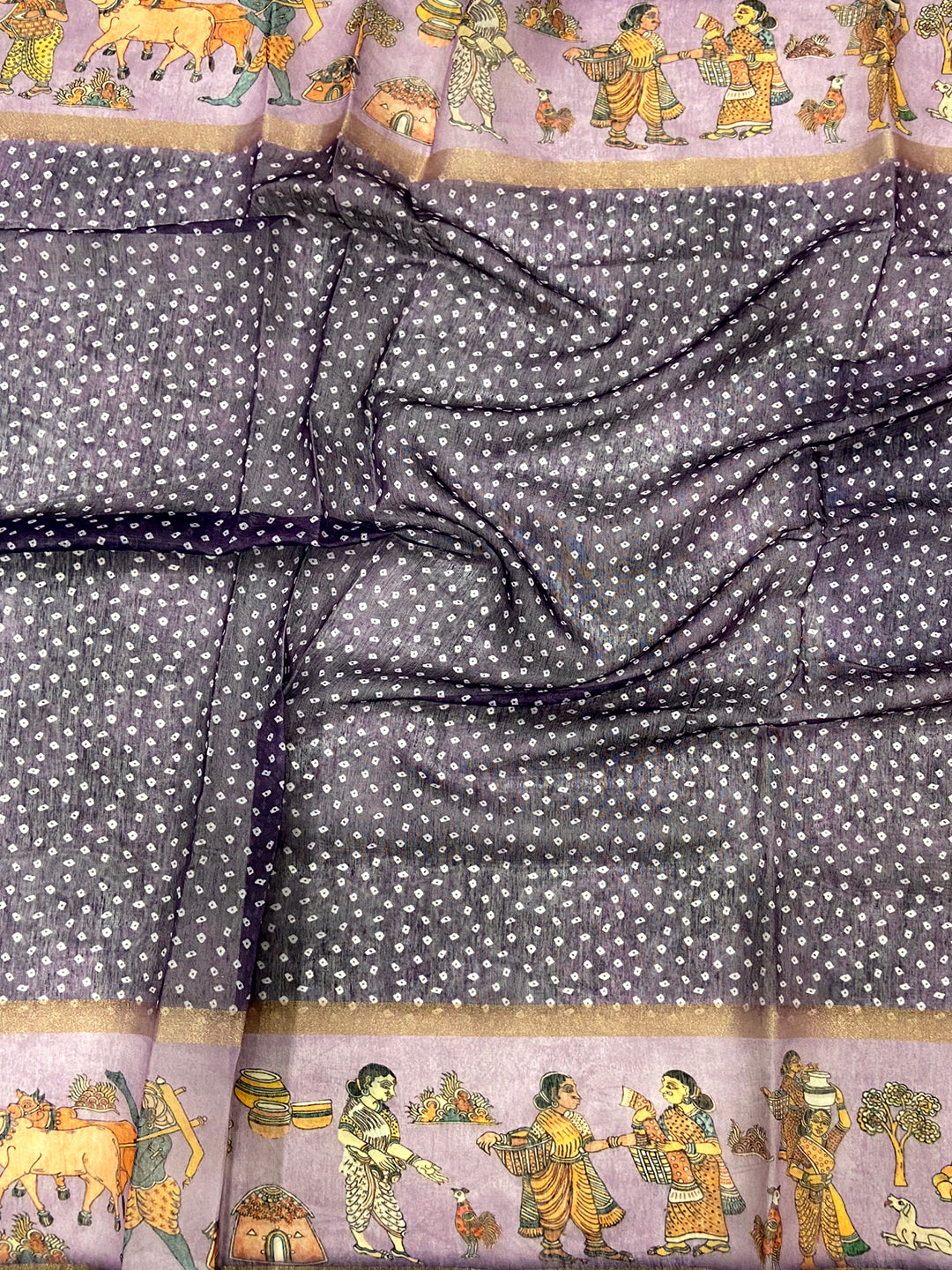 Heritage Soft Chanderi Cotton Bandhej Print Saree