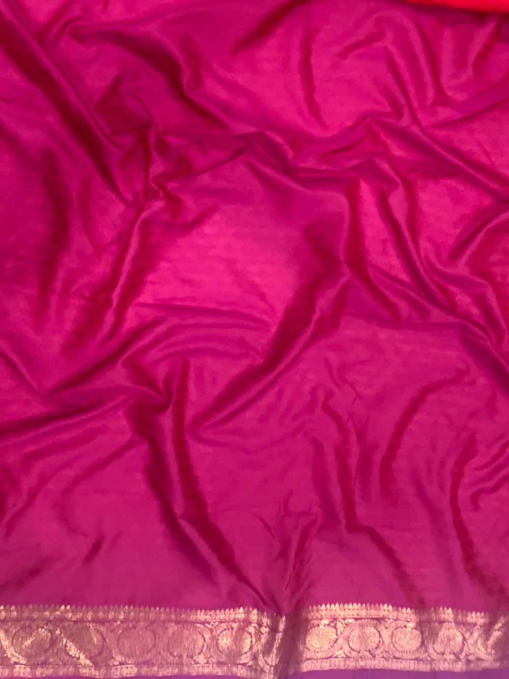 Rose Red Gadwal Border Soft Silk Saree