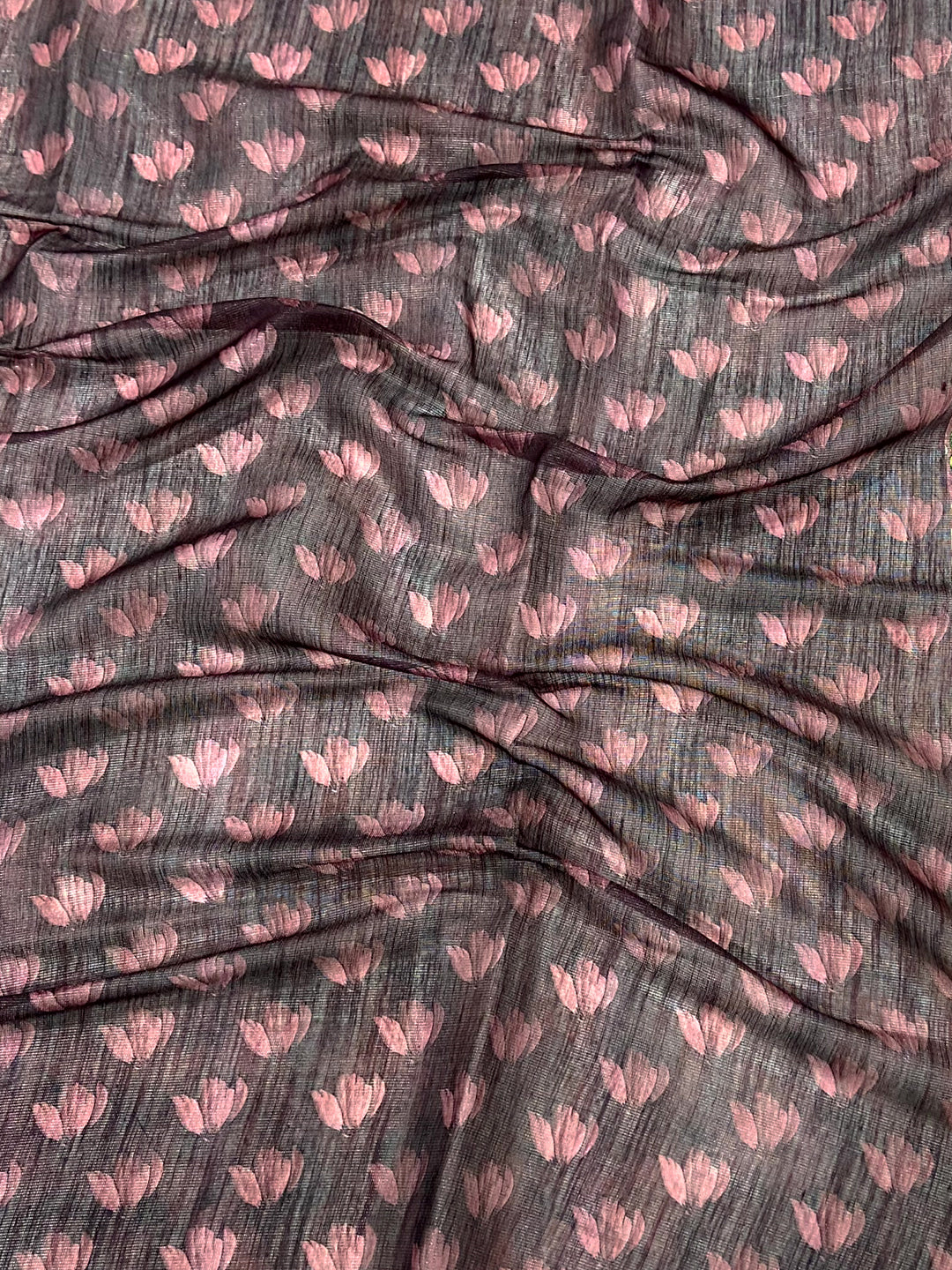 Maroon Linen Juth Digital Print Saree