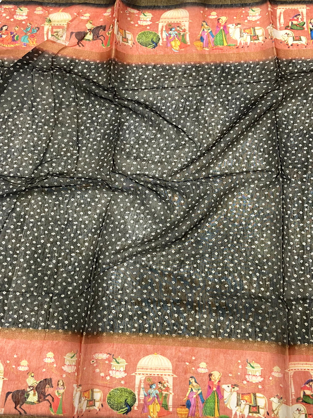 Elegant Soft Chanderi Cotton Bandhej Print Saree
