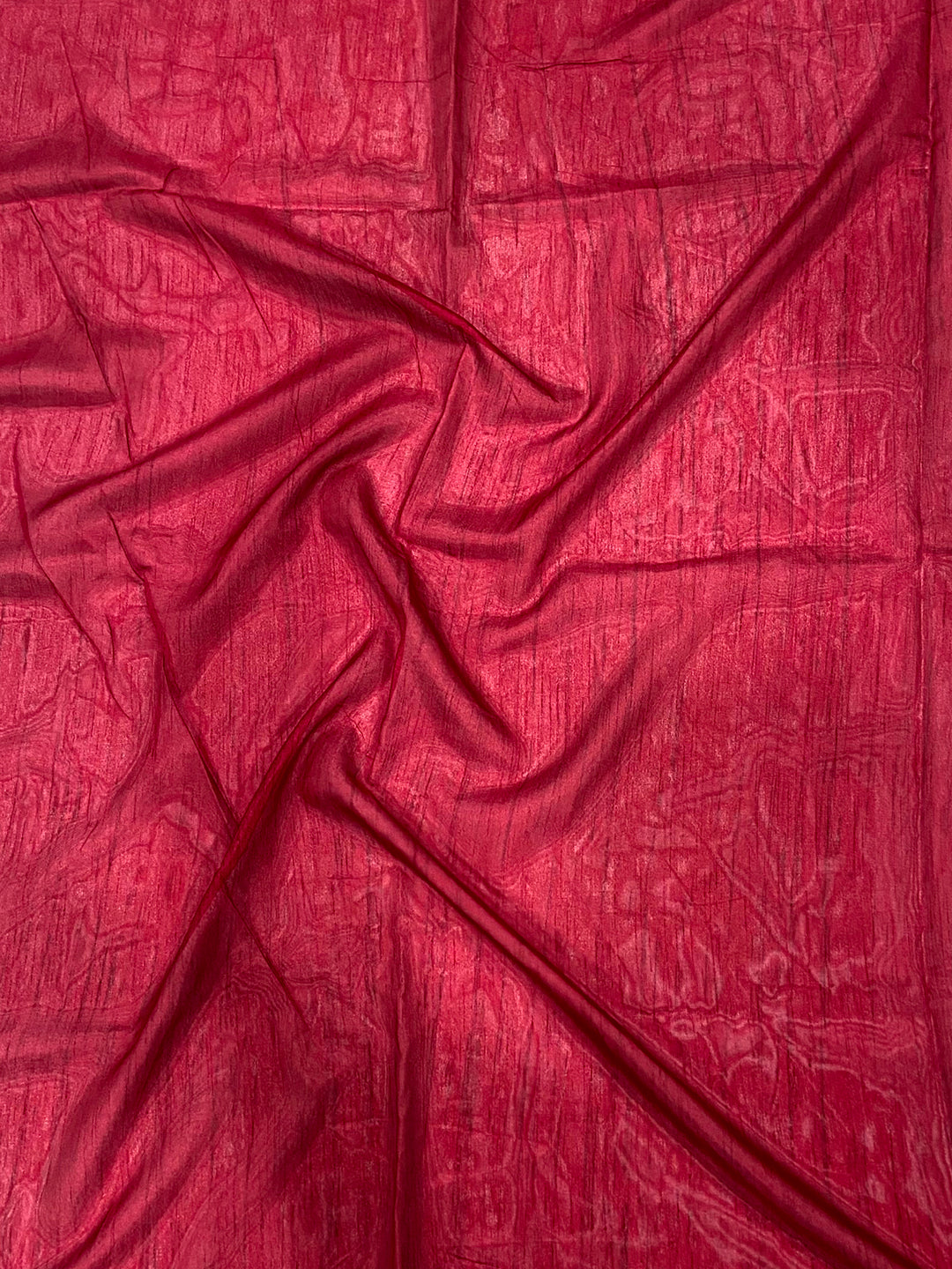 Red Dola Silk Pen Kalamkari Print Saree