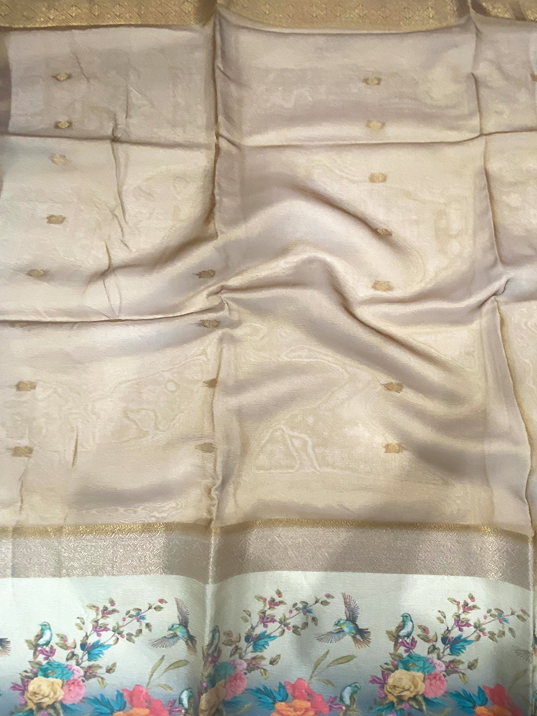 Mustard Ombre Zari Tissue Digital Print Saree
