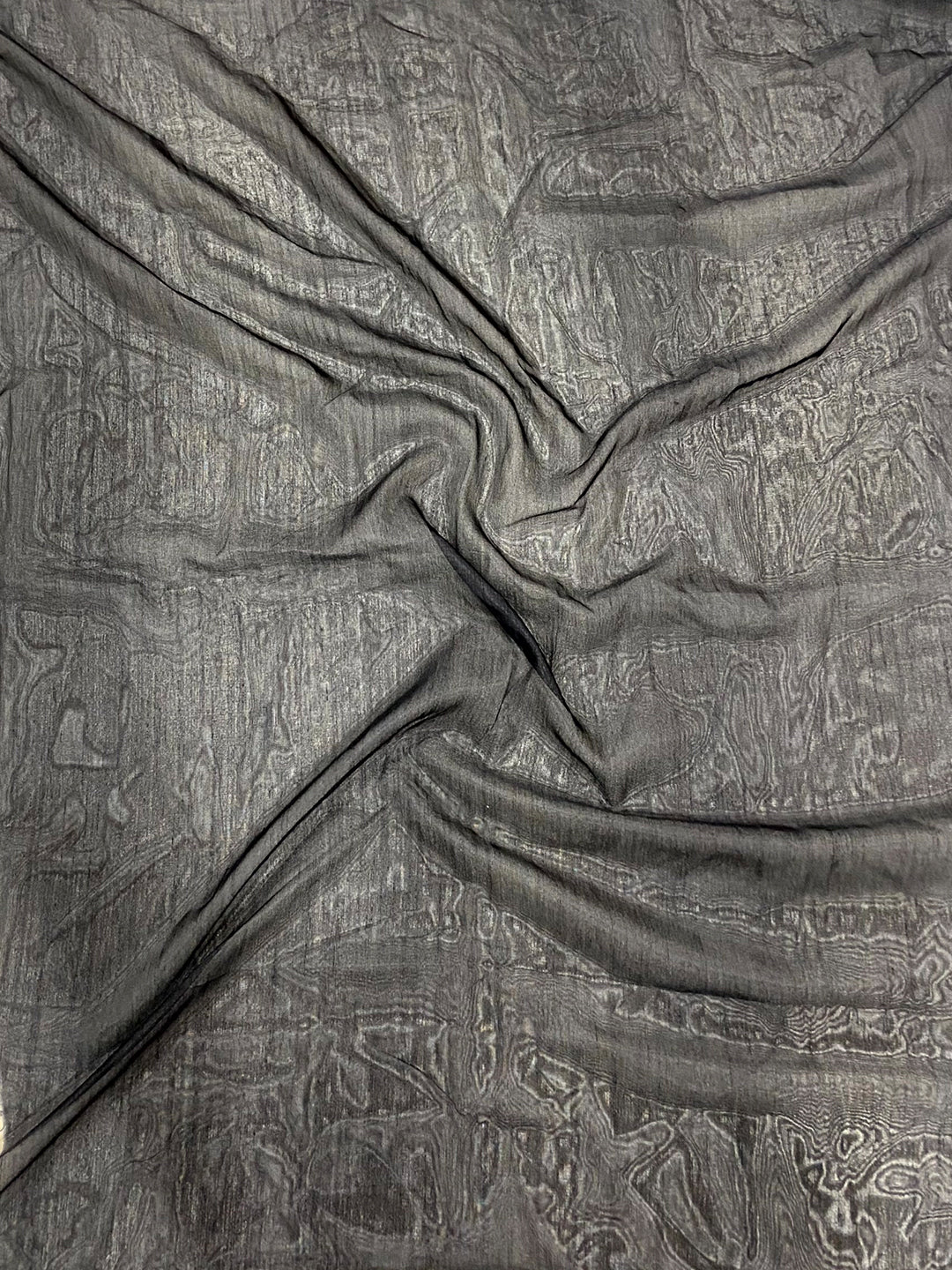 Black Dola Silk Pen Kalamkari Print Saree