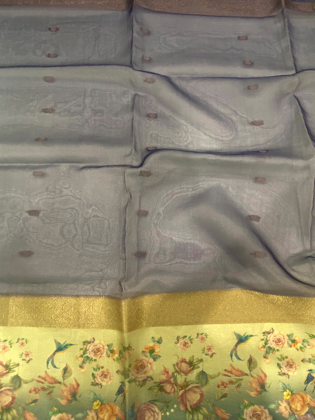 Purple Ombre Zari Tissue Digital Print Saree