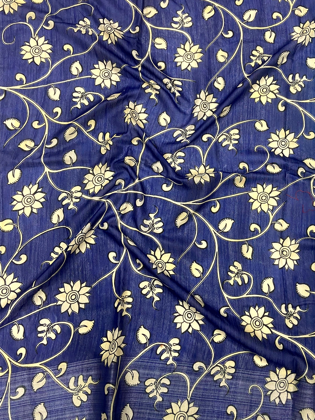 Sky Blue Linen Kalamkari Print Saree