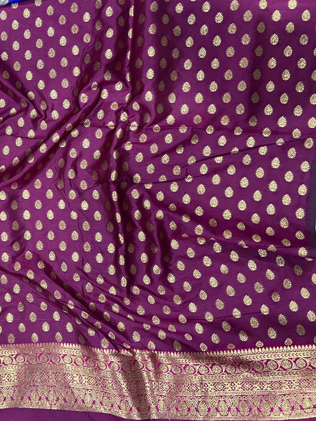 Purple Meenakari Butti Soft Gadwal Silk Saree