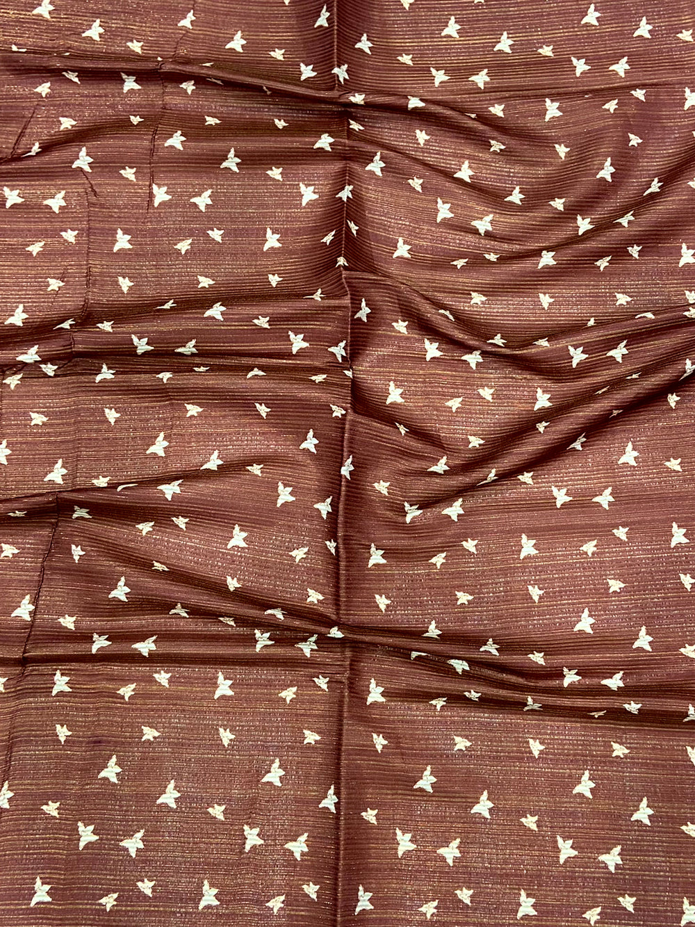 Wine Monochromatic Botanical Print Saree