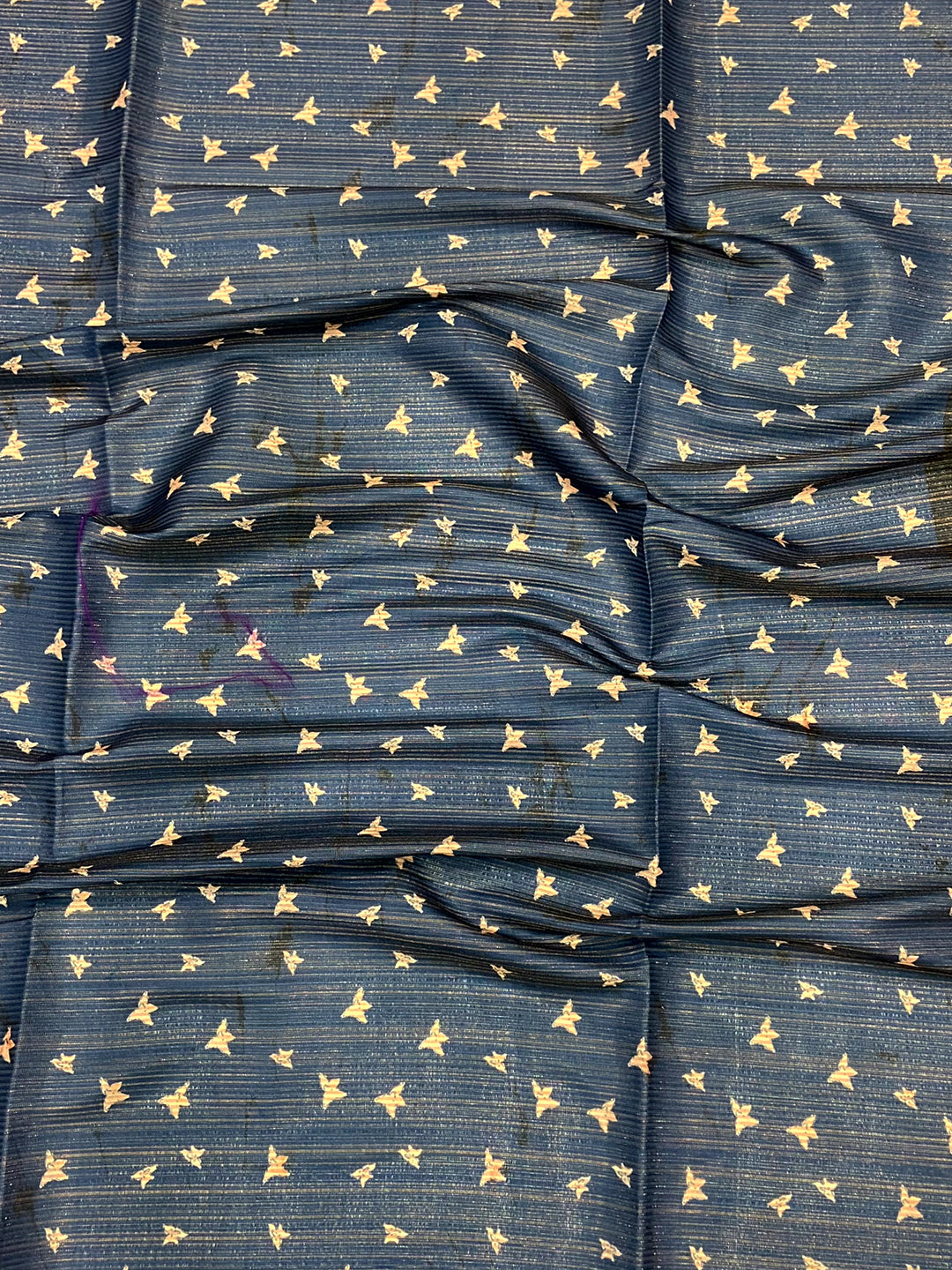 Deep Teal Monochromatic Botanical Print Saree