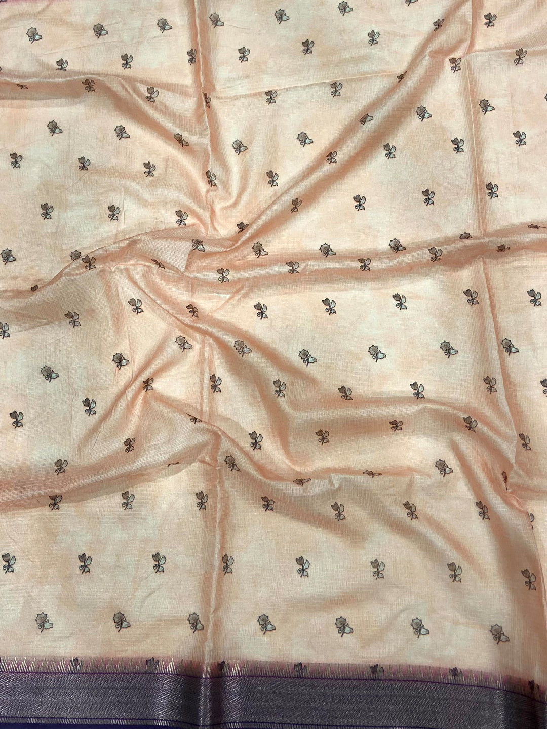 Pastel Pink Kota Doriya Zari Weave Digital Print Saree