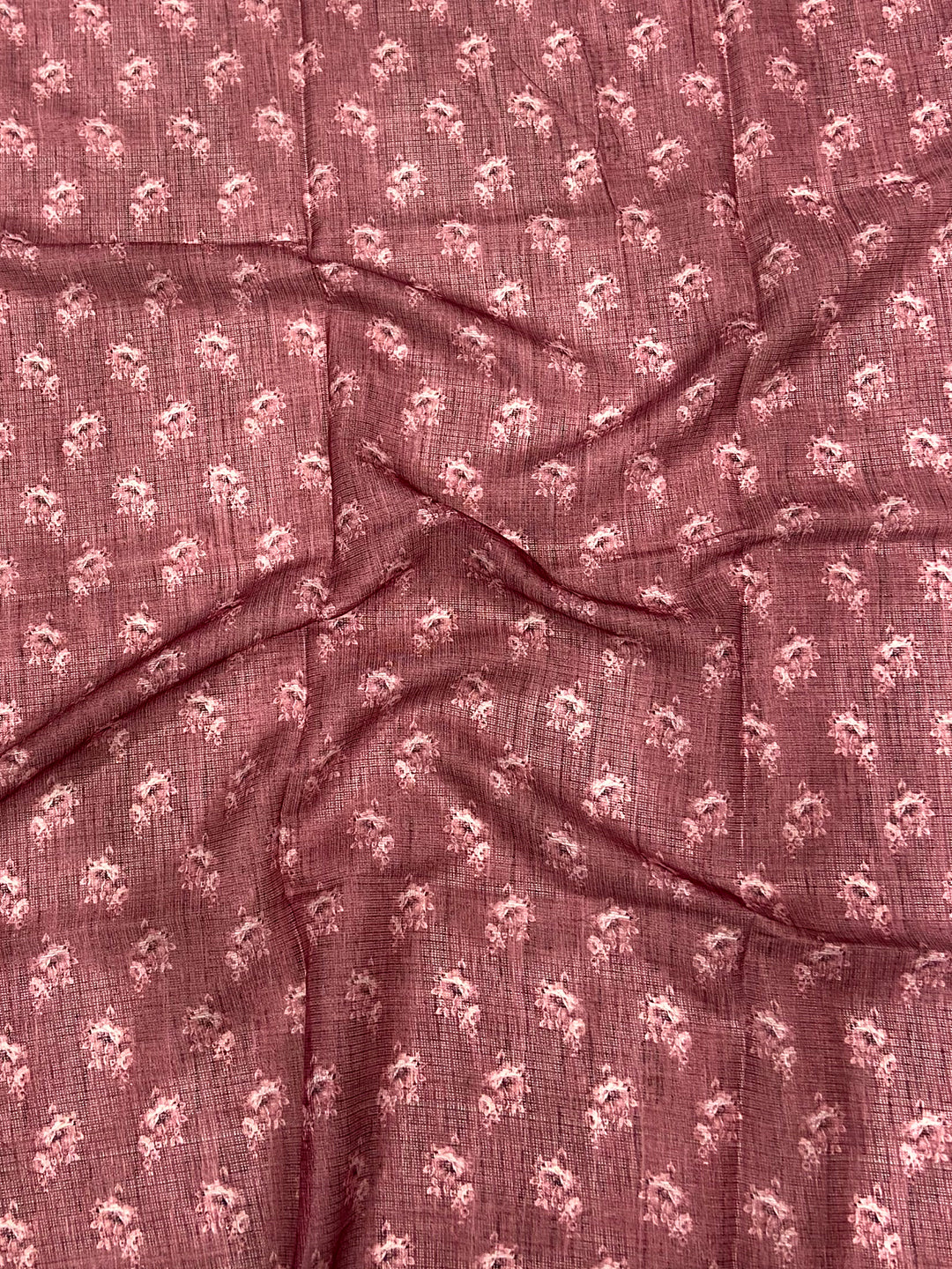 Dusty Mauve Floral Cut Work Kota Saree