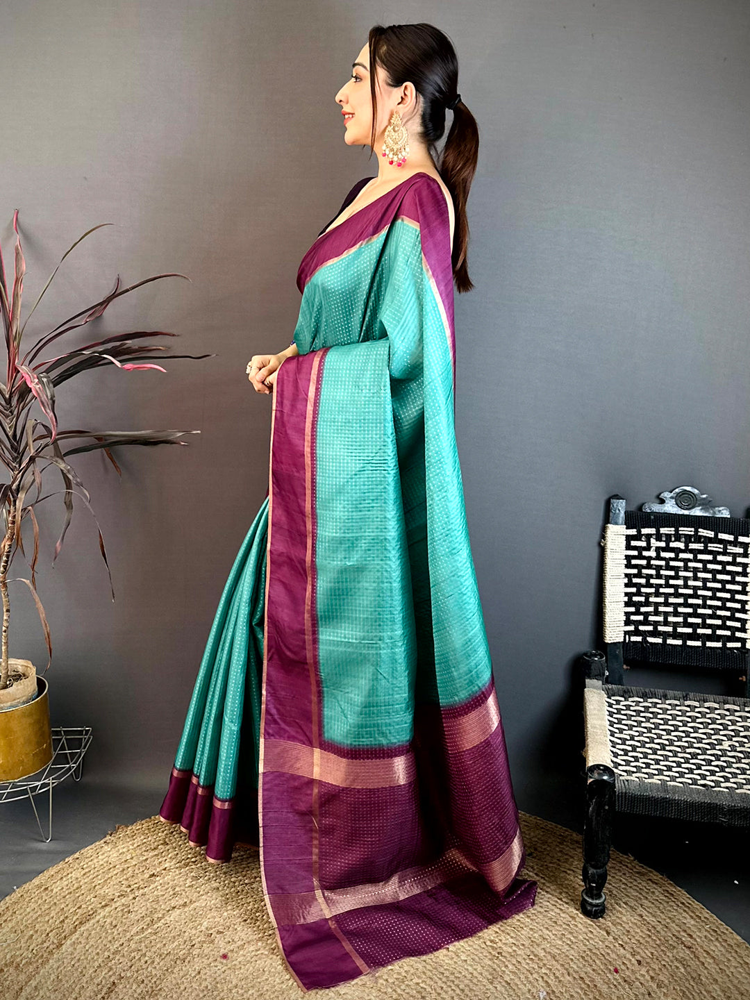 Rama Tussar Gold Zari 1000 Butti Saree