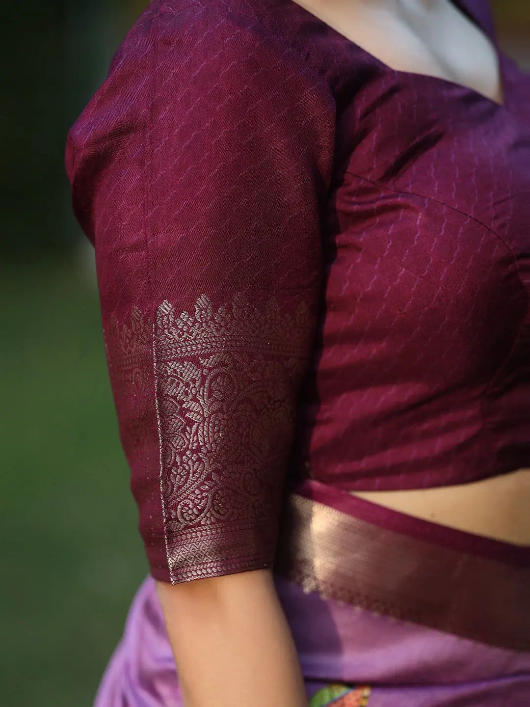 Purple Pure Viscose Dola Silk Floral & Kalamkari Print Saree