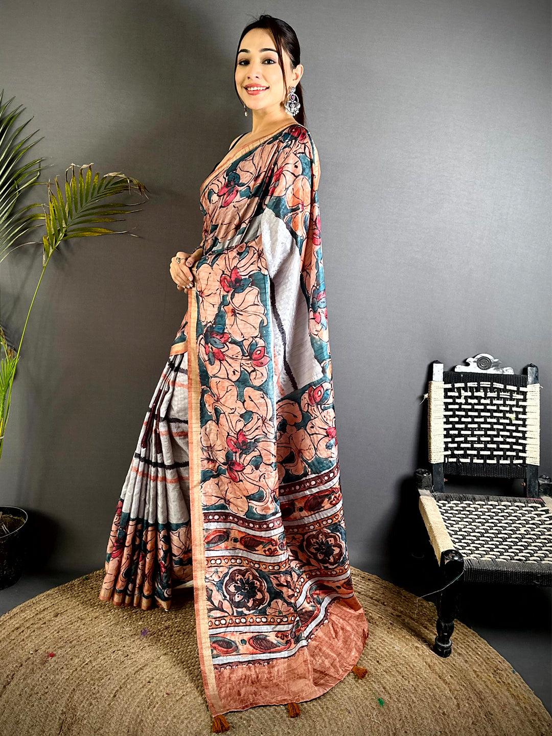Radiant Ghicha Tussar Digital Art Saree