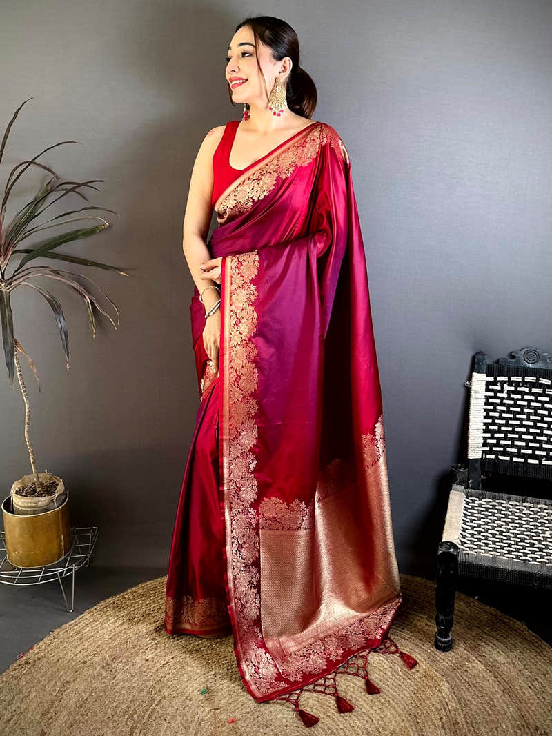 Regal Ombre Weaving Mashru Silk Saree