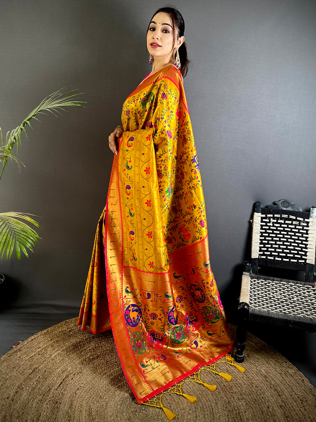 Yellow Patola Motif Soft Silk Saree