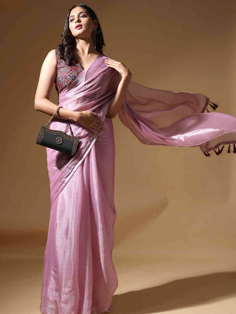 Lavender Colour Chiffon Dual Tone Party Wear Design Saree