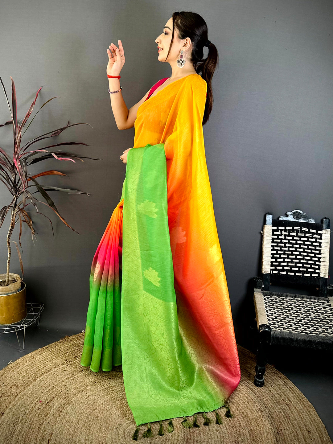 Royal Slub 4D Print Pallu Saree