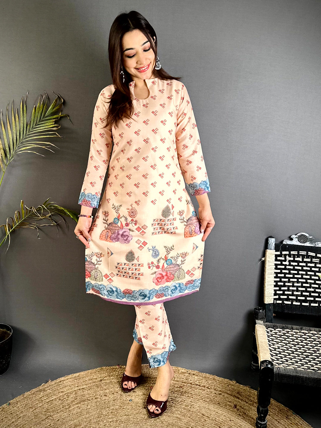 Drop Slit Kalamkari Straight Kurti