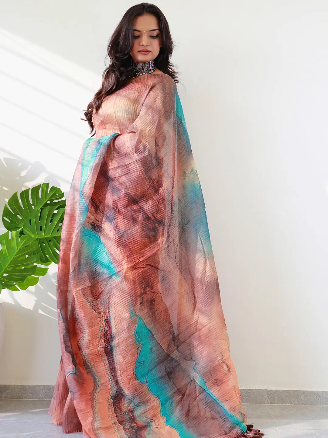 Multy Colored Print Bollywood Design Crash Saree