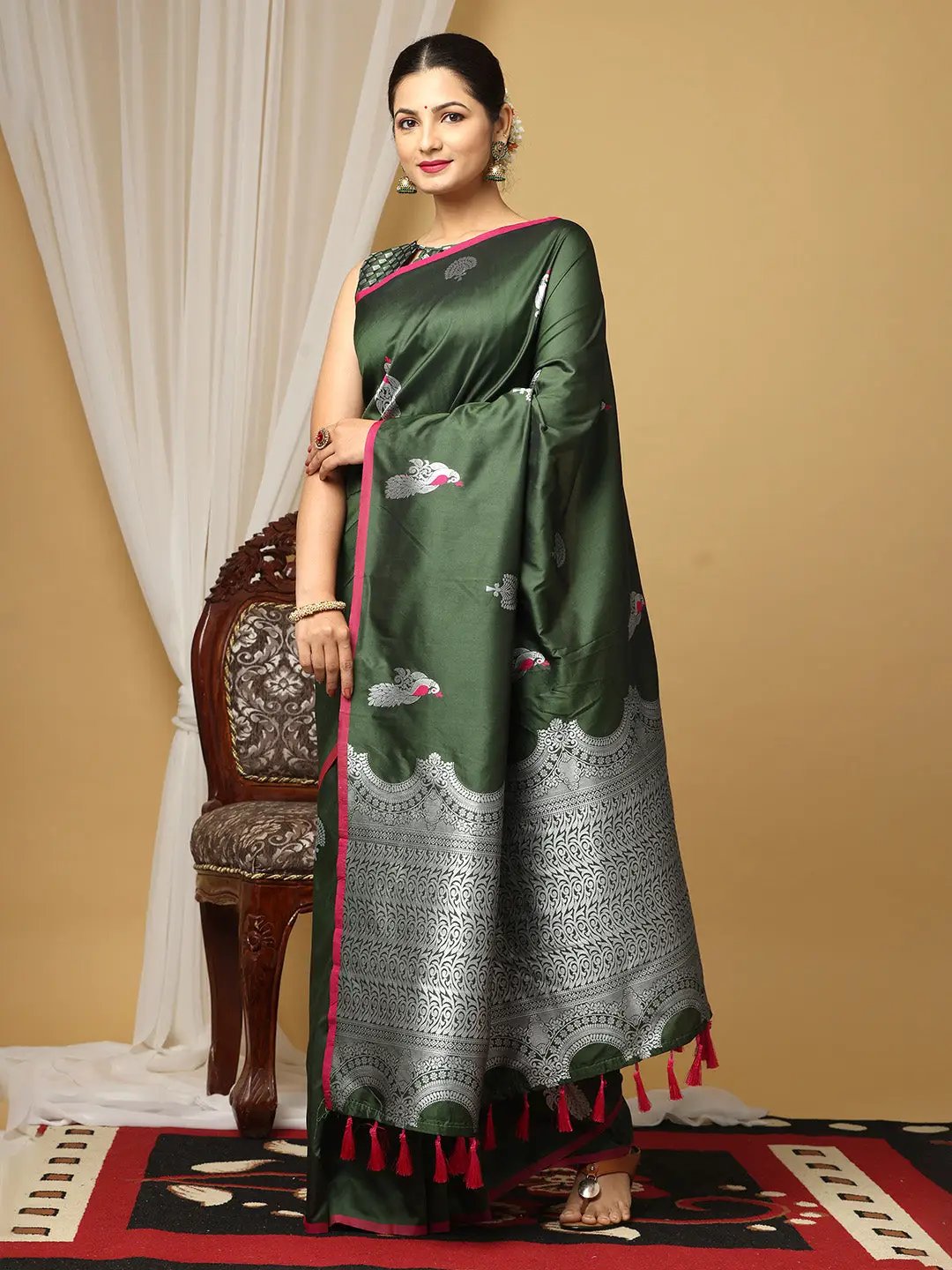 Pure Banarasi Katan Silk Kanchi Zari Weaving Saree