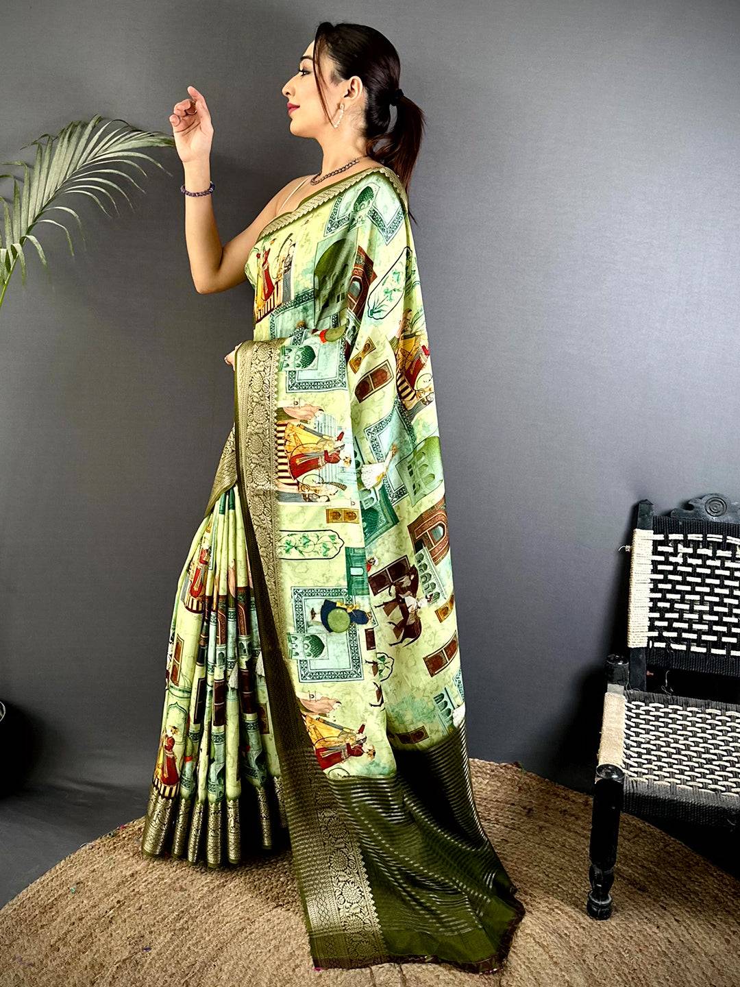 Radiance Self Zari Chex Viscose Dola Saree