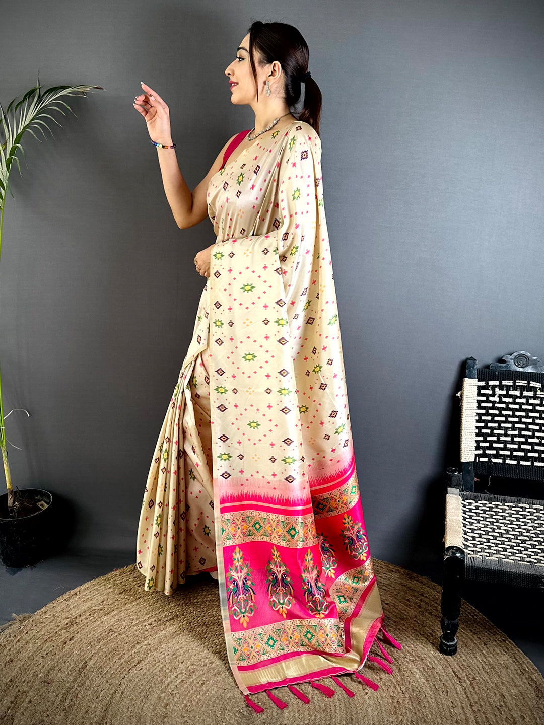 Heritage Ikkat Print Gamthi Saree