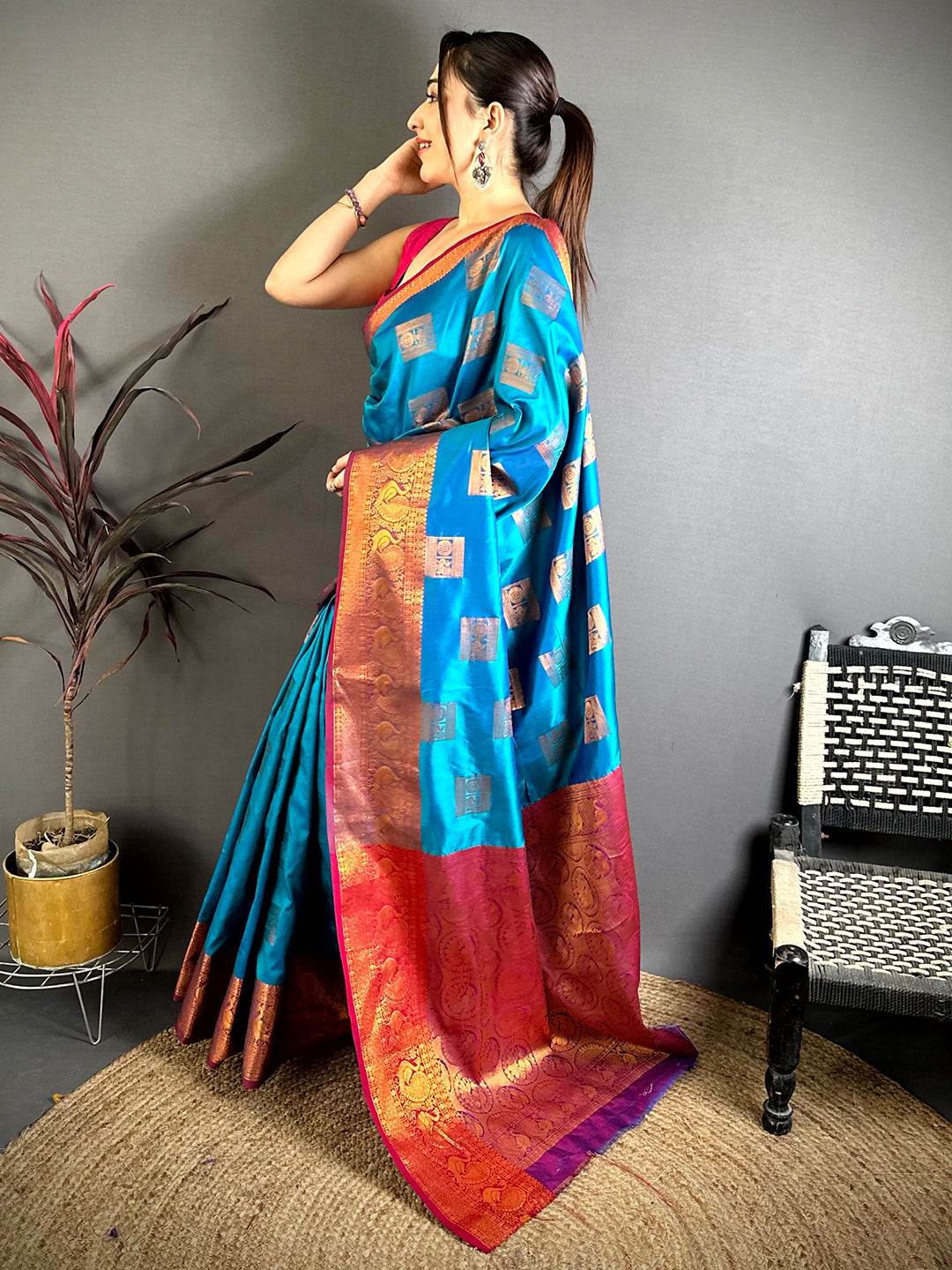 Regal Copper Zari Banarasi Katan Silk Saree