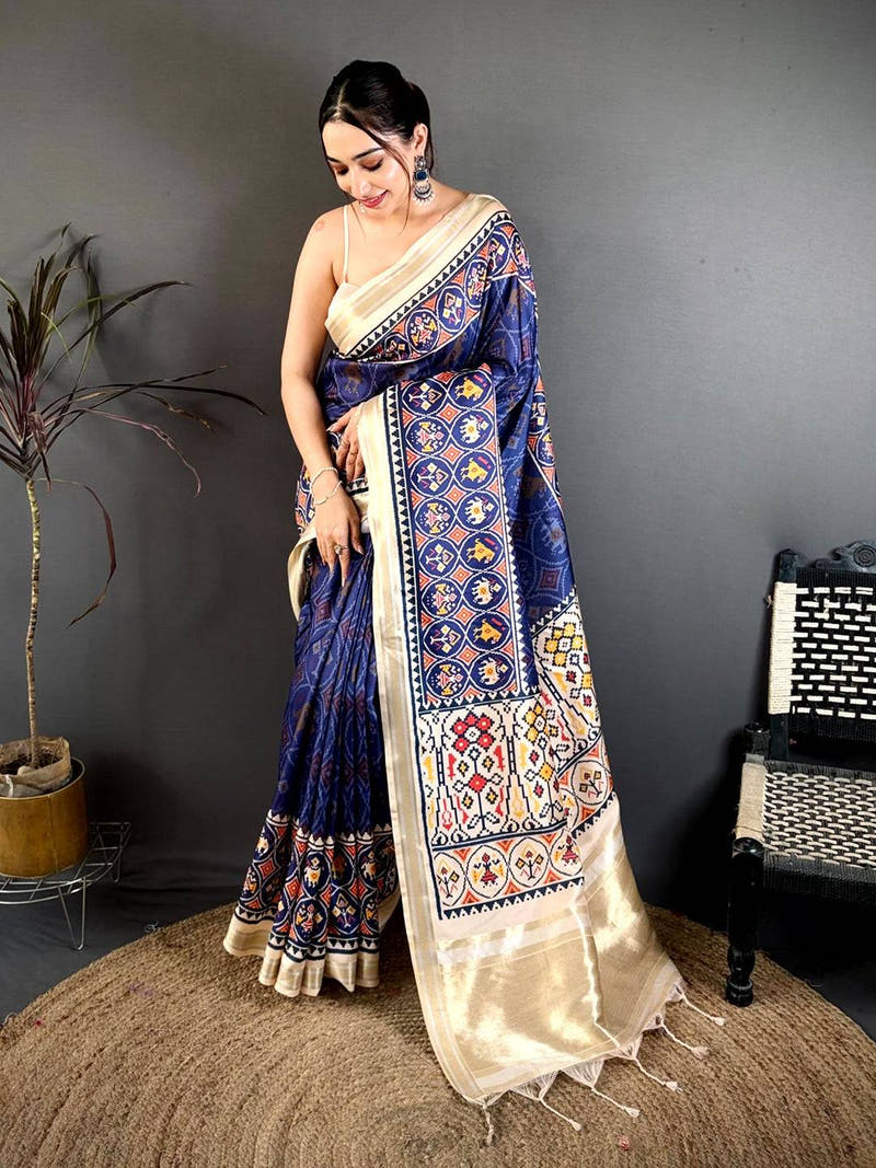 Majestic Navy Soft Kanchi Silk Saree