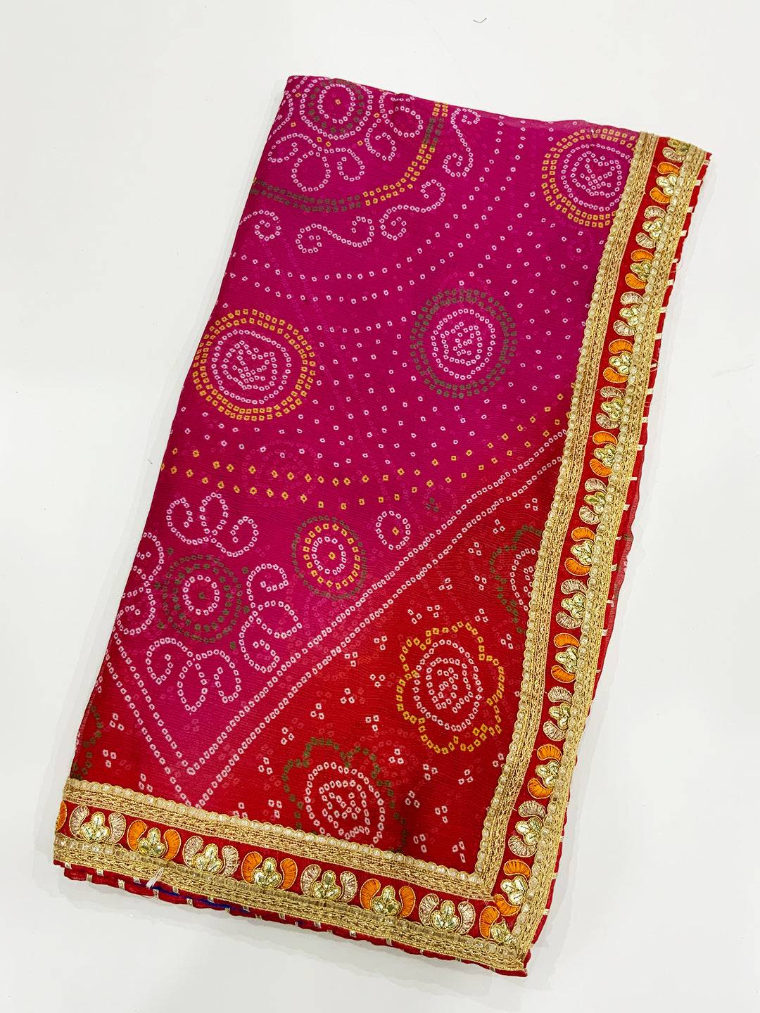 Soft Chinnon Chiffon Foil Work Saree