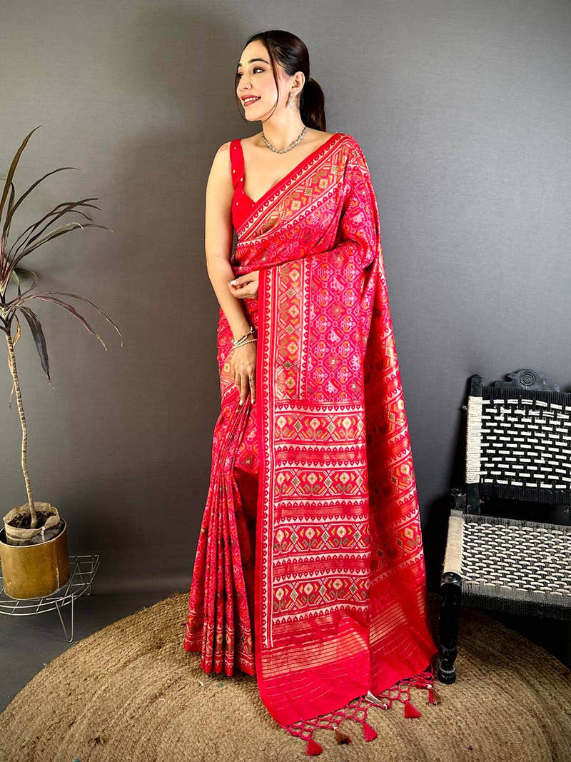 Radiant Semi Ikkat Patola Kanchi Zari Saree