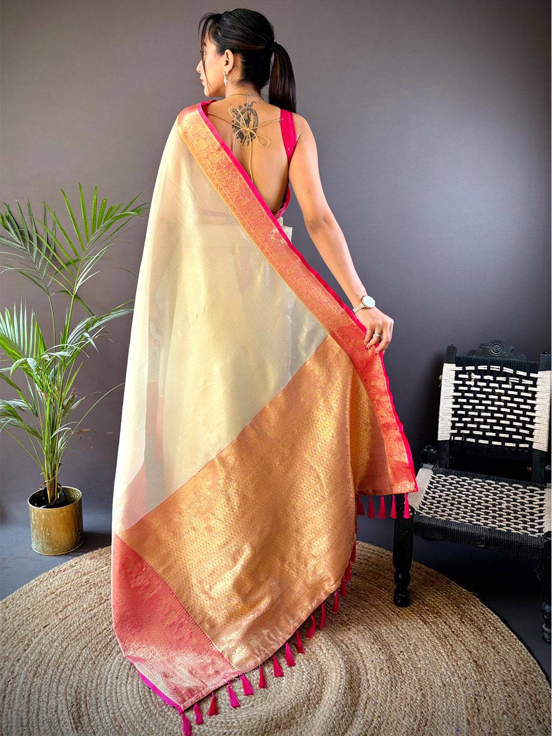 Regal Gold Zari Tissue Saree