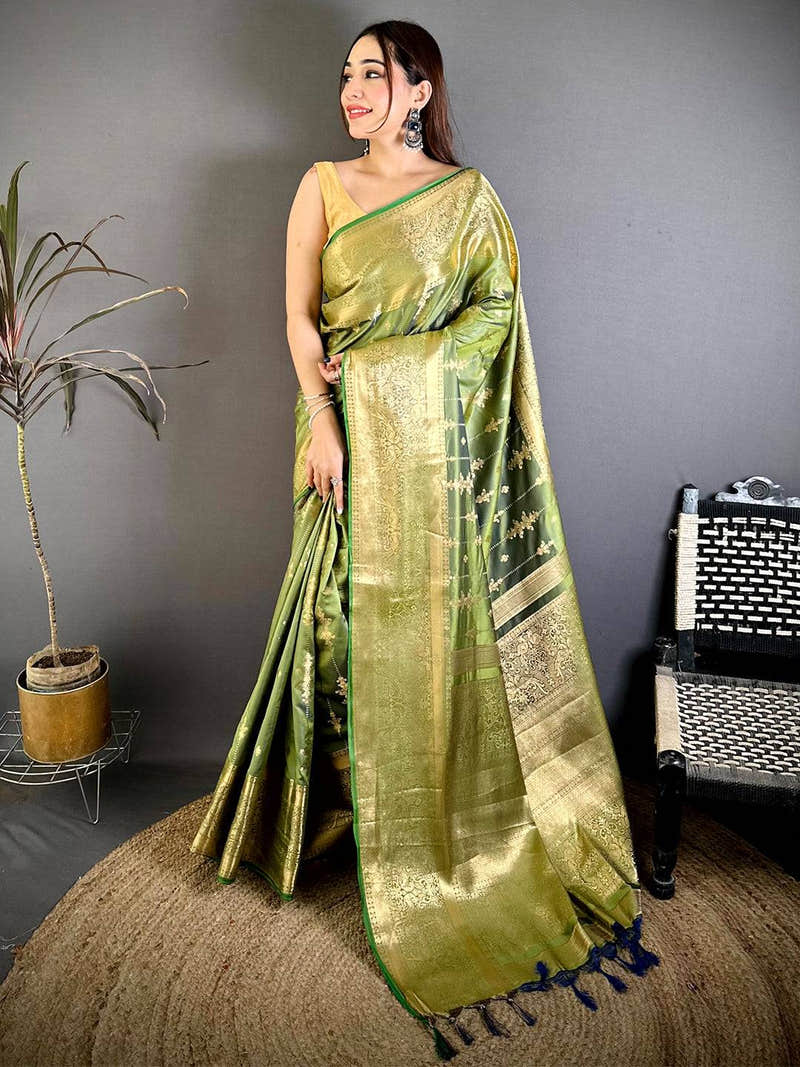 Radiant Banarasi Katan Big Zari Border Saree
