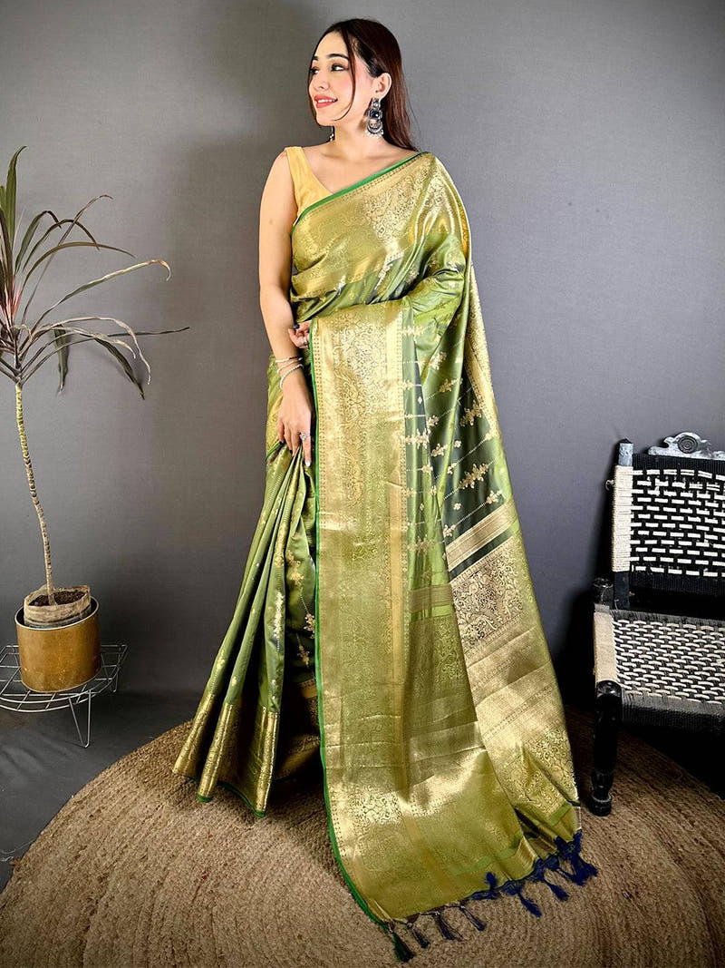 Radiant Banarasi Katan Big Zari Border Saree