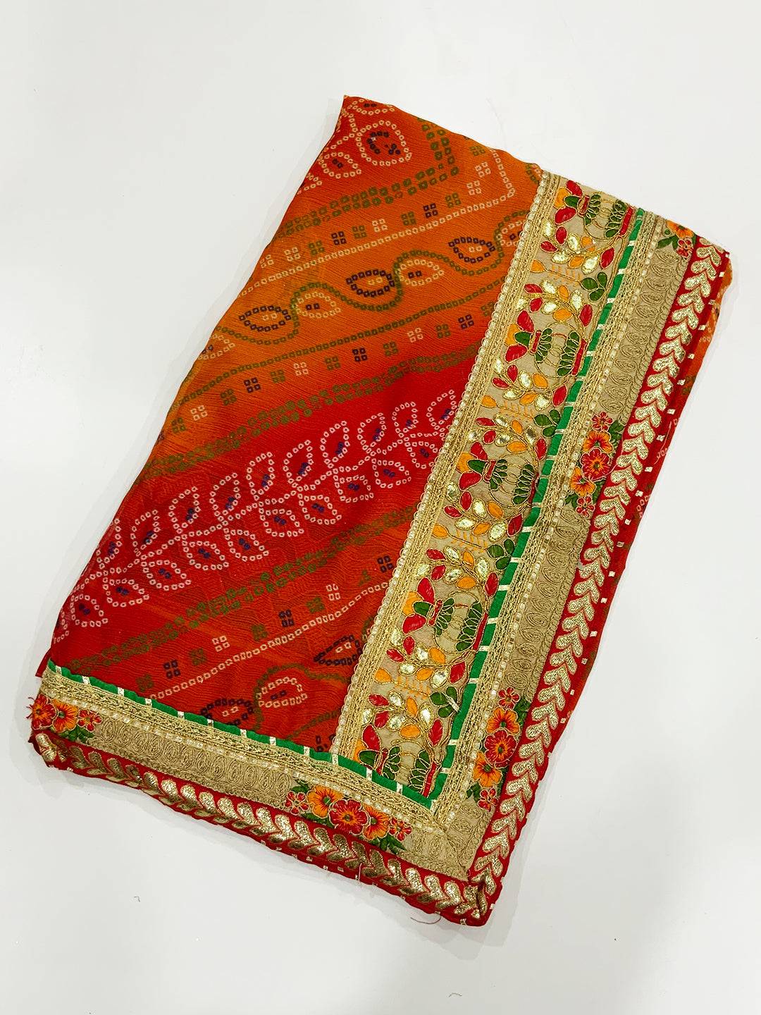 Graceful Foil Work Bandhej Saree