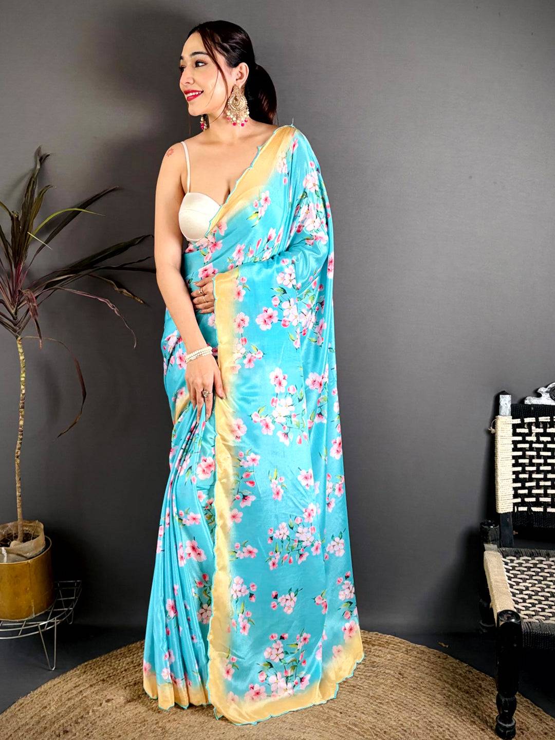 Heritage Chinnon Embroidered Border Saree