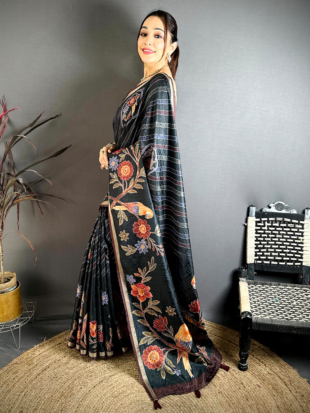 Majestic Tussar Digital Katha Saree