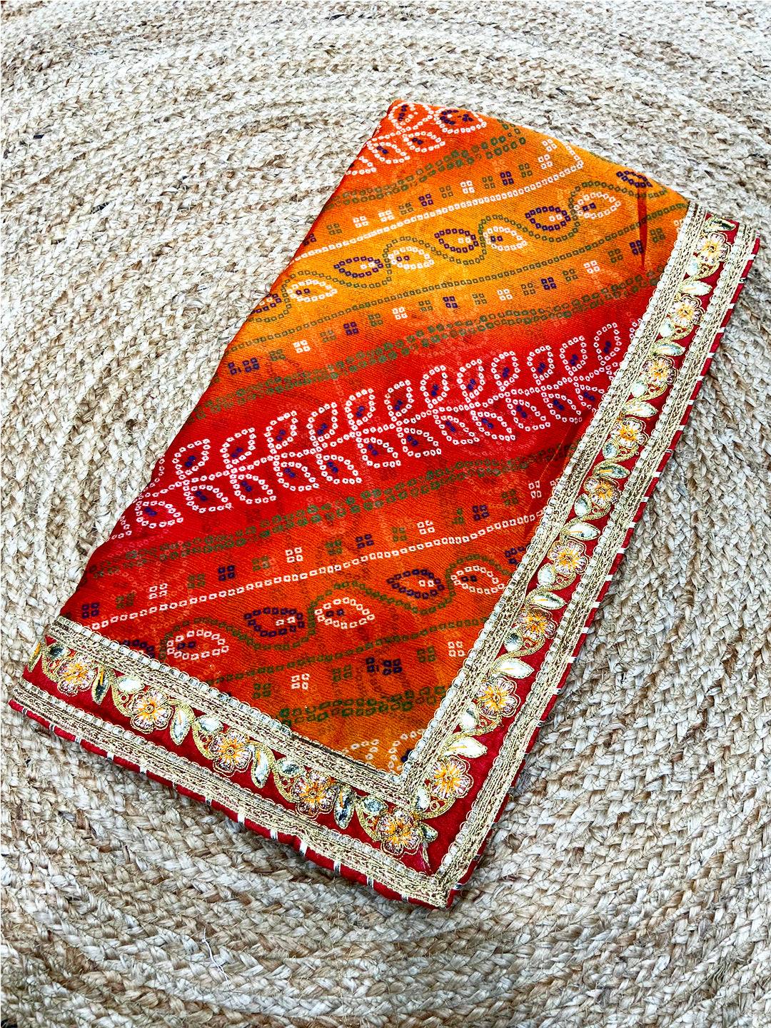 Bandhej Glow Chinnon Chiffon Saree