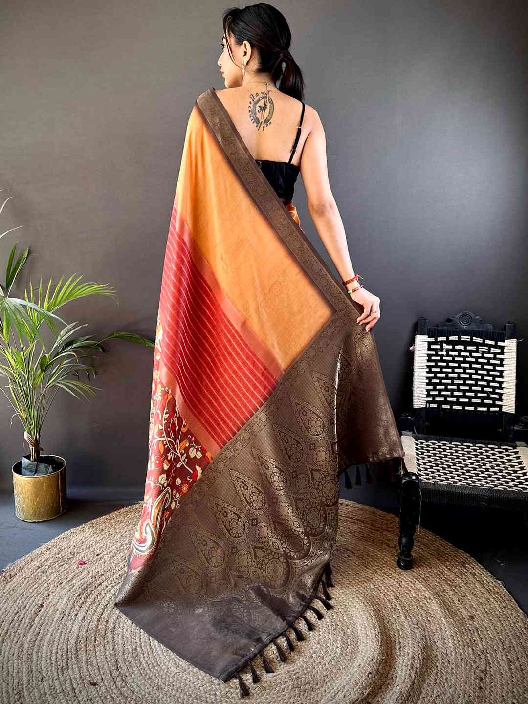 Merigold Kalamkari Ombre Soft Silk Saree