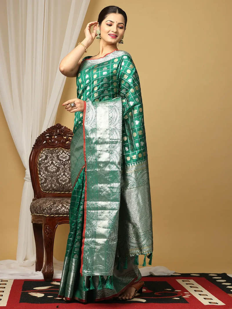 Green Colour Banarasi Soft Silk Kanchi Zari Weaving Saree