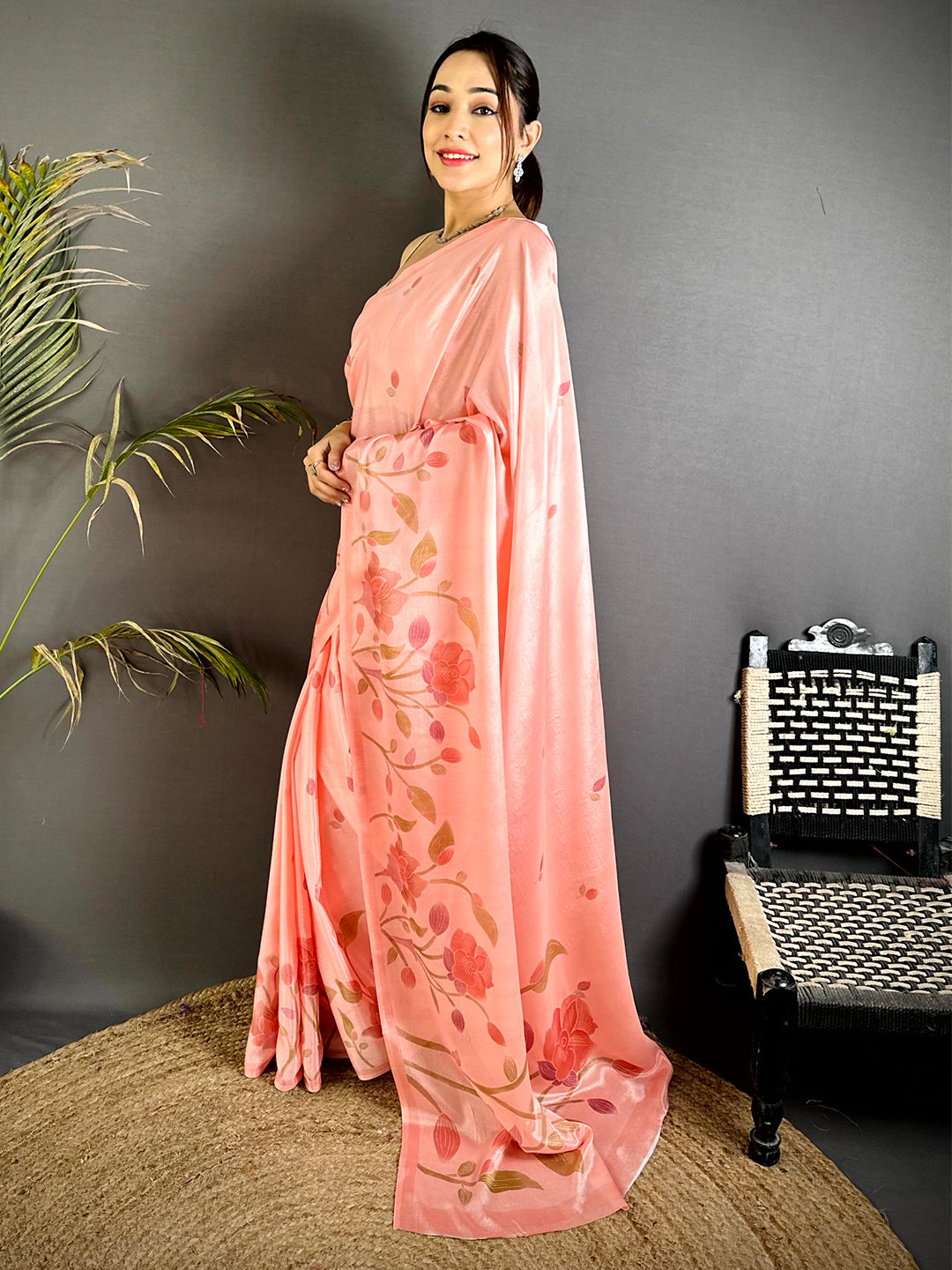 Regal Soft Chinnon Chiffon Floral Saree
