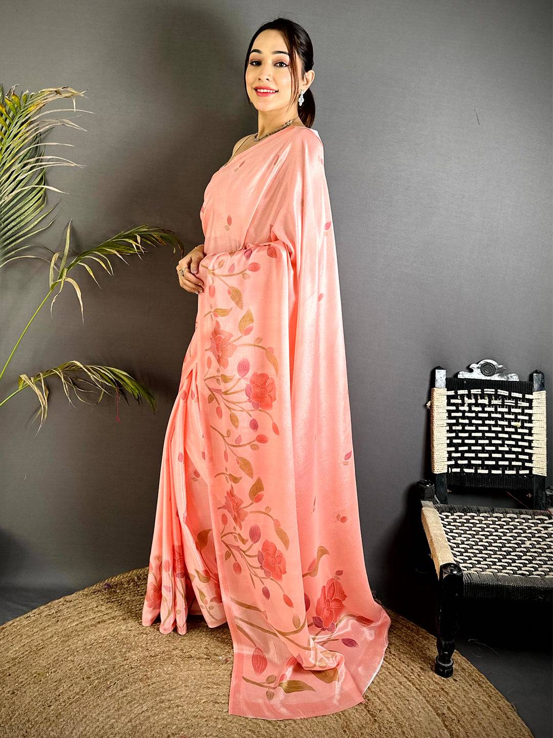 Regal Soft Chinnon Chiffon Floral Saree