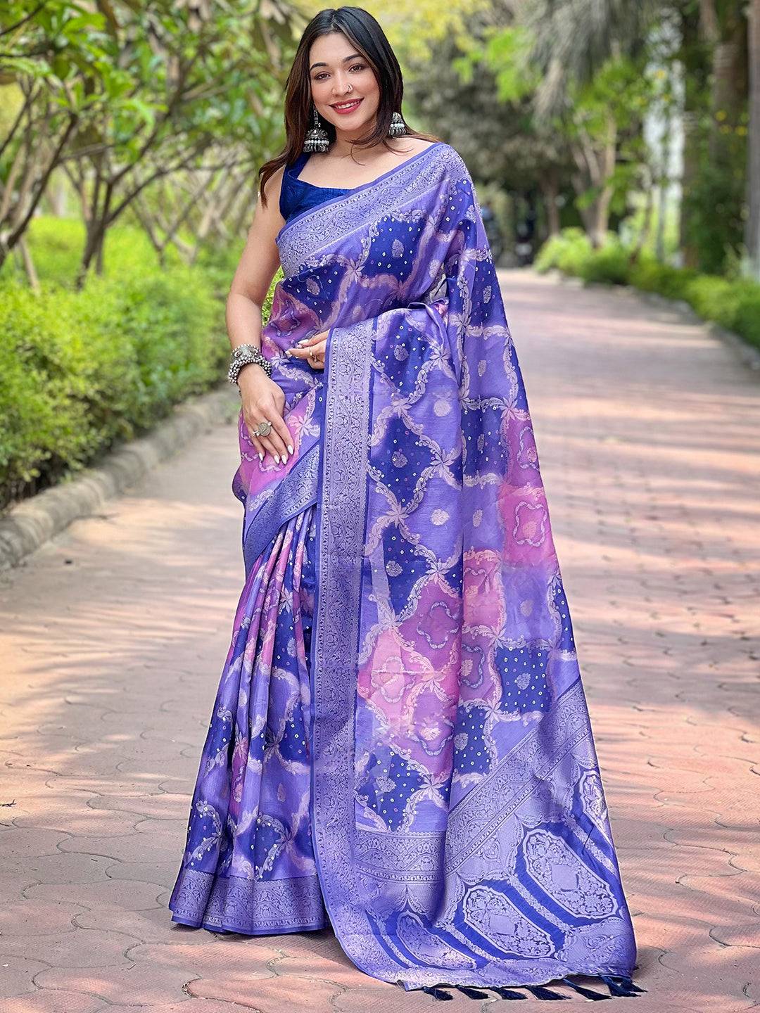 Elegant Purple Banarasi Saree with rich pallu design