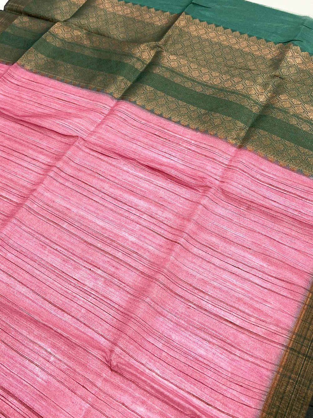 Pink Tussar Ghicha Print Saree