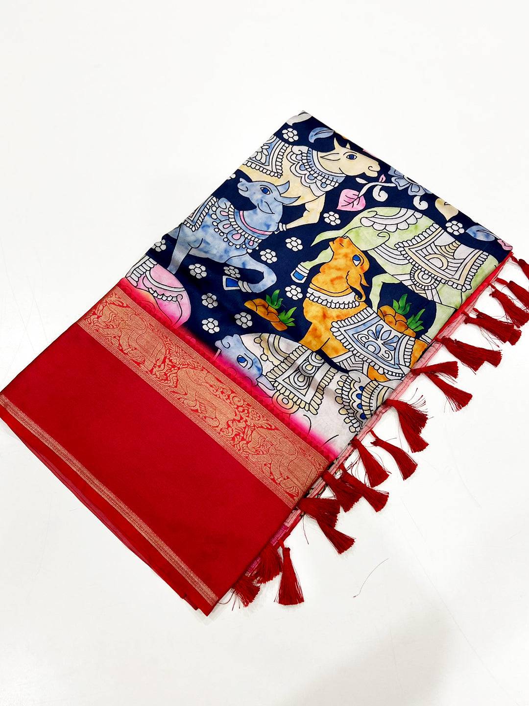 Regal Olive Banarasi Kalamkari Silk Saree