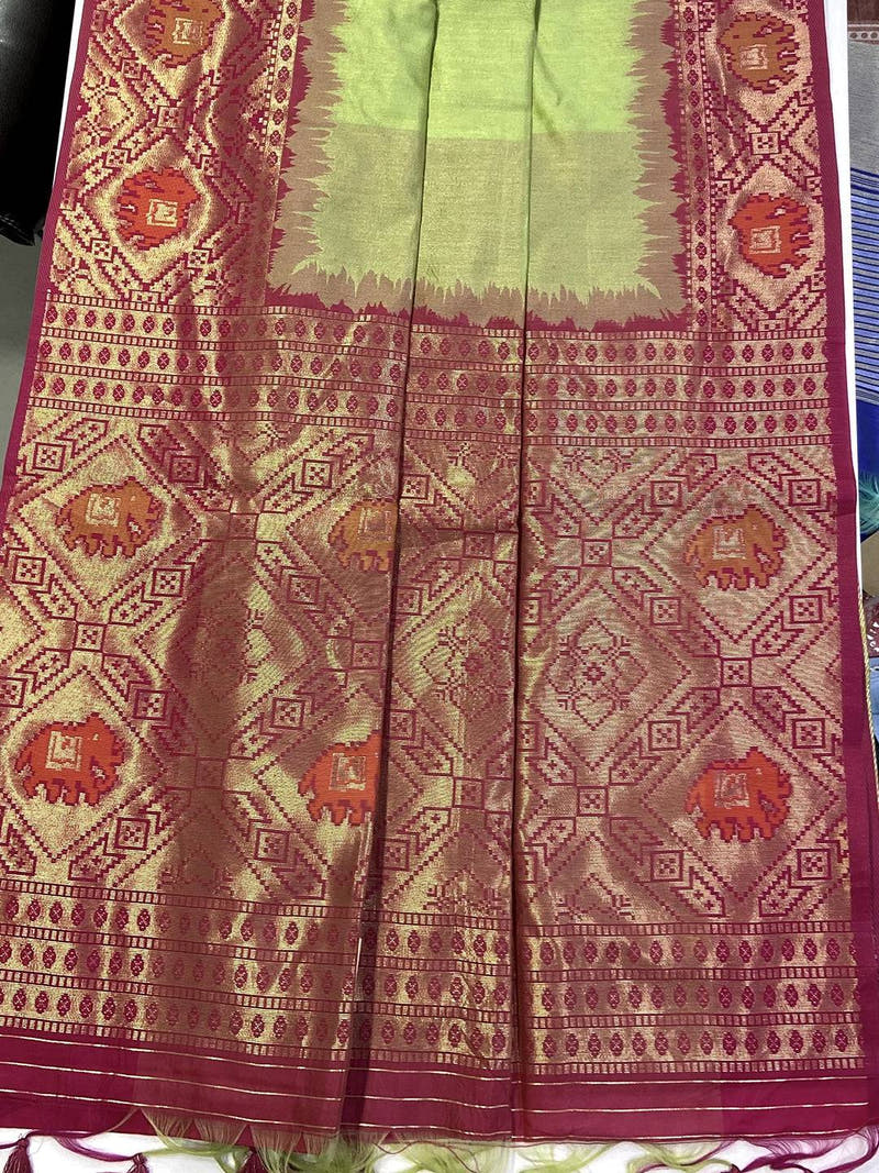 Regal Pista Silk Zari Weaving Saree
