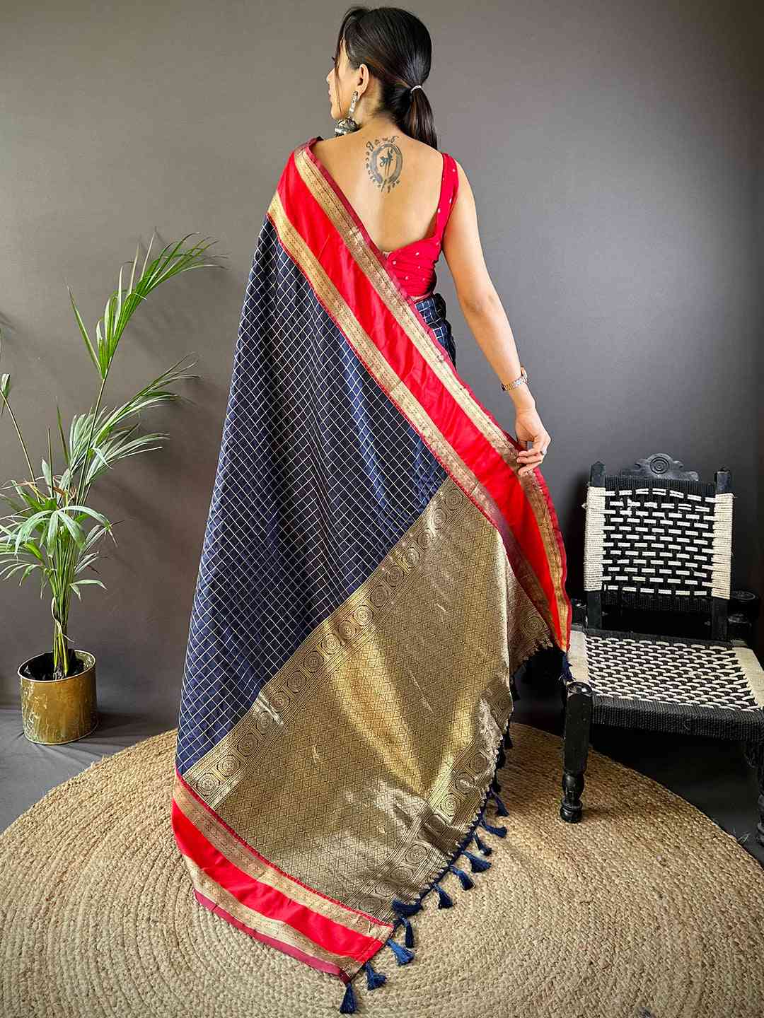 Navy Silk Woven Kanchi Banarasi Saree
