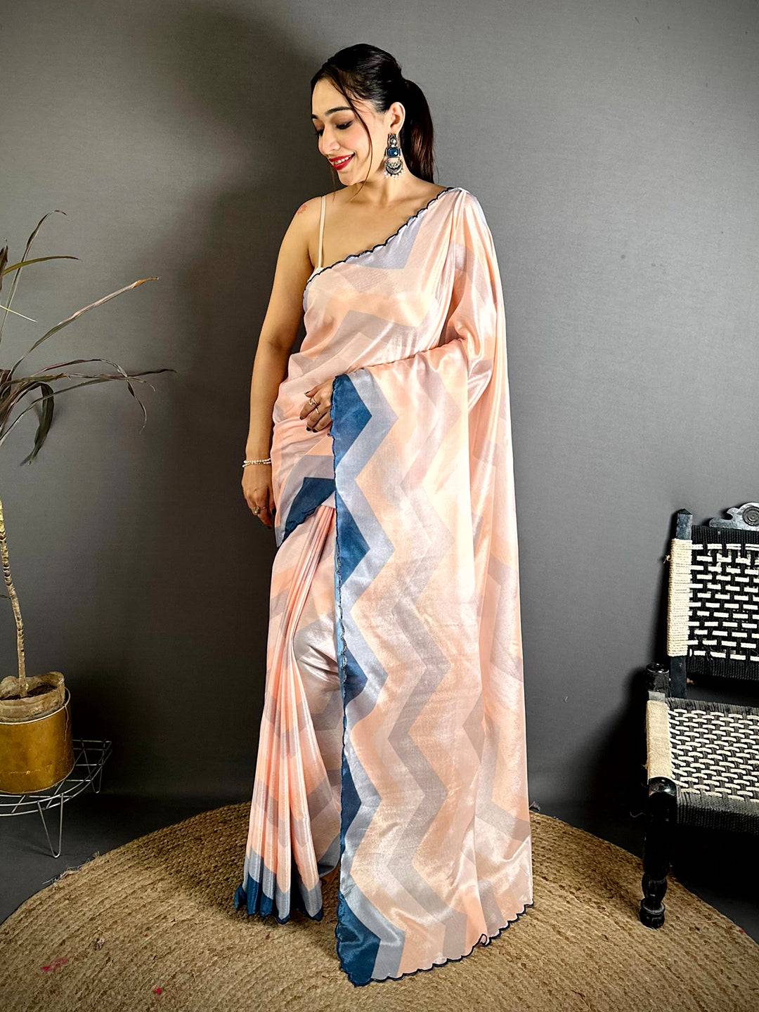 Classic Ombre Zigzag Chinnon Chiffon Saree